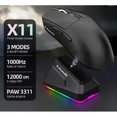 Mouse Bluetooth sem fio X11 K Snake dock carregamento  três modos PAW3311 RGB