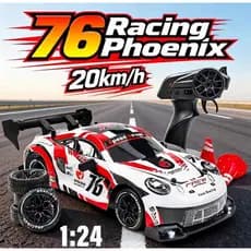 Carro de controle remoto RC de Drift 4WD luzes led em Escala 1:24, Anticolisão, Pneus para Drift, Brinquedo Esportivo