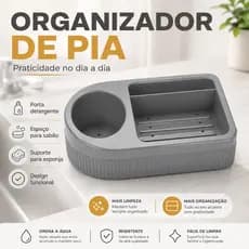 Porta Detergente Sabão Esponja Pia Cozinha Prata Compacto Micromax