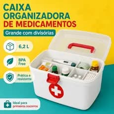Maleta primeiros socorros organizador medicamentos grande