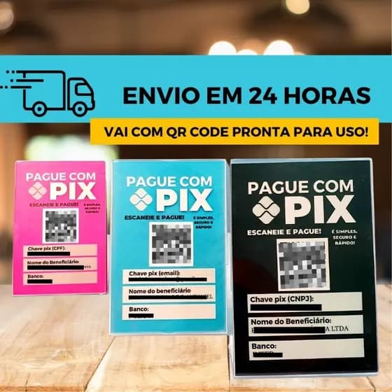 Placa Pix Qr Code Display pix De Mesa Balcão 10x15cm