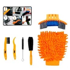 Kit Limpeza Bike Escova Corrente Bicicleta Bucha Luva de Microfibra Lavagem