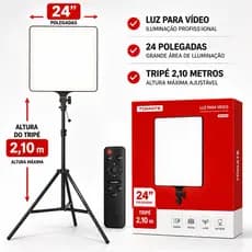 Luz LED Vídeo Tomate 24 Polegadas + Tripé 2,10m | Iluminador Profissional Original com Controle