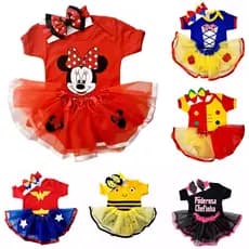 Kit Body + Saia + Laço Bebê Fantasia Mesversario Menina - Escolha o Modelo
