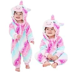 Pijama Macacão Unicórnio Infantil Kigurumi Pelúcia Com Zíper