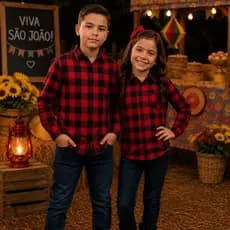 Camisa Xadrez Infantil Flanelada Masculino Feminina Unissex Festa Junina