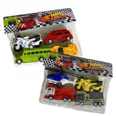 Kit 4 Carrinhos Mini Moto Caminhão Fricção Colorido Infantil