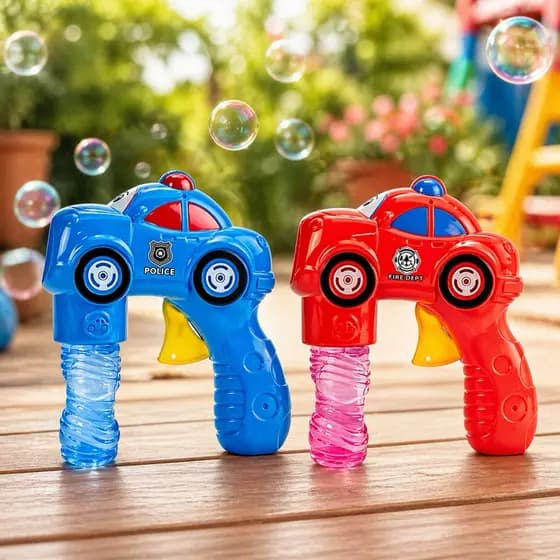 Lança Bolhas de Sabão Infantil Carrinho de Polícia Automático com Refil