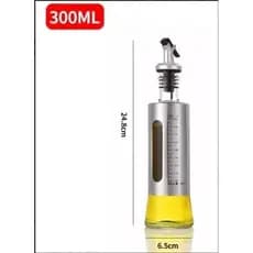 Garrafa de Azeite Em Vidro Aço Inox Com Medidor 300ml PO001