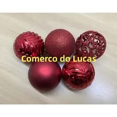 Tubo com 5 Bolas de Natal Sortidas 8cm Fosco Vazada Glitter Brilhante P10187