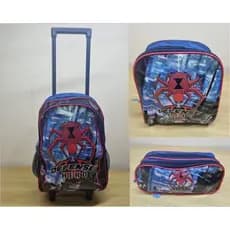 Kit Mochila C Rodas Infantil Difense Hero Lancheira E Estojo IN2340-R