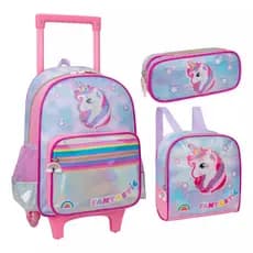 Kit Mochila C/ Rodas Infantil Unicornio Fantastic Lancheira E Estojo IN2464-KCG