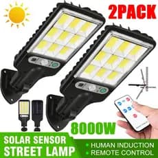 (1 Ano De Garantia)Lâmpada Solar LED solar 8000W com controle remoto PIR sensor de movimento regulável ao ar livre luz