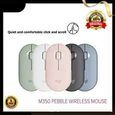 Mouse Bluetooth Sem Fio Logitech M330 M350 Pebble Sem Fio Bluetooth Fino Pequeno Silencioso Eucalipto Cinza Azul1000Dpi