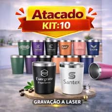 Copo Térmico 260ml Inox Personalizado a Laser – Kit 10 Unidades para Brindes