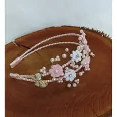 tiara jardim encantado flores borboleta pérola, laço de cabelo infantil e adulto