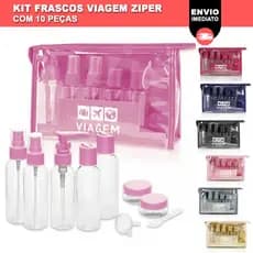 Kit De Frascos Para Viagem 10 Peças Necessaire Organizador