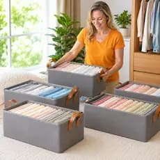 Organizador Guarda Roupa Cesto Caixa Multiuso Dobrável