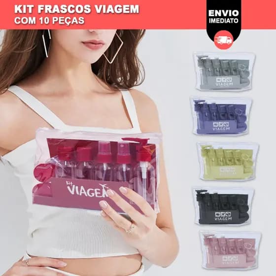 Kit De Frascos Para Viagem 10 Peças Necessaire Organizador