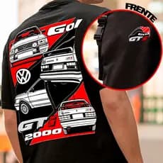 Camiseta Gol Quadrado GTI 2000 Carros Anos 90 Moda Vintage Retrô Camisa Algodão Fio 30.1 Veículos Classícos