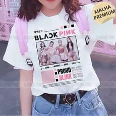 Camiseta Kpop Blackpink Grupo Lisa Jennie Jisoo Rose Tshirt Unissex 100% Algodão Premium Casual