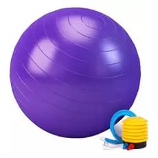 Bola Pilates Suiça Yoga Fisioterapia Abdominal Musculação Fit Gym Ball 65cm C/ Bomba Inflador Cor Roxa