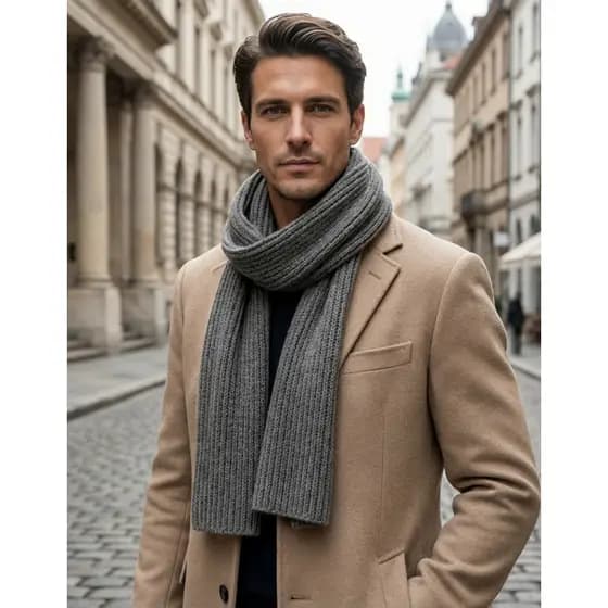 Cachecol Masculino de Trico Para Outono Inverno Qualidade Premium