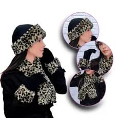 Kit Touca Luva Cachecol Pele Inverno Gola Gorro Luvas Luxo