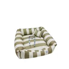 Cama Caminha Pet para Cães e Gatos com Zíper Bege Listrada