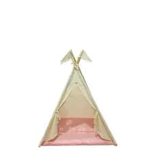 Cabana Barraca Tenda Festa do Pijama Infantil 90x90 Cru Com Rosa