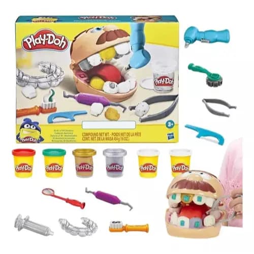 Conjunto Brincando De Dentista Massinha Play Doh Com 16 Peças  – Hasbro