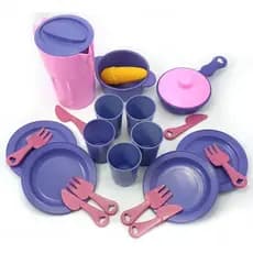 Kit De Jantar Super Divertido 20 Brinquedos Faz De Conta - Prato Com Talheres, Copos, Jarra De Suco