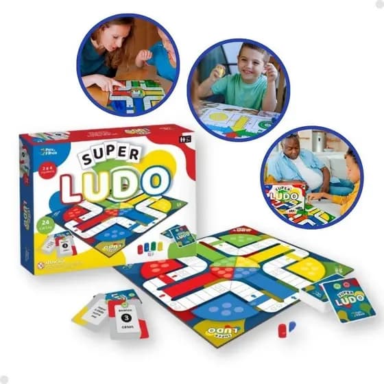 Super Ludo, o Jogo de Tabuleiro para Pais e Filhos - com Cartas, Pinos e Dado para Toda a Família