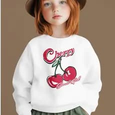 Moletom Casual de Manga Longa com Estampa de Cereja Para Meninas Pré-adolescentes Adequado para Outono e Inverno