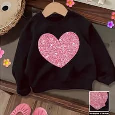 Moletom Suéter Feminino Agasalho Fofinho Gola Careca Estampa Coração Abrigo Infantil Outono Inverno