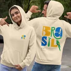 Kit Moletom Casal Copa 2026 Premium Brasil Unissex Canguru de Frio Namorados Abrigo com Capuz Bolso