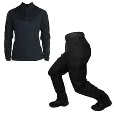 Farda Feminina (Calça Combat + Combat Shirt) Tática Ripstop Bélica - Preta