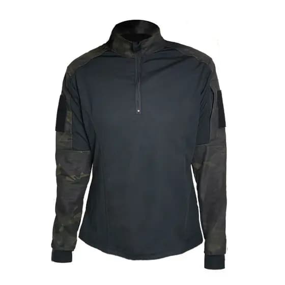 Combat Shirt Feminina Militar Tática Bélica - Camuflada Multicam Black