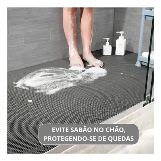 Tapete Antiderrapante para banheiro, box, piscina, lavanderia, grid, borracha, furado, vazado