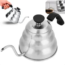 Chaleira Bico De Ganso Inox Chá Leite Café Pescoço Prateado Barista