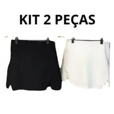 KIT 2 PEÇAS Short Saia curta fenda cintura alta