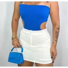 Short saia feminino alfaiataria  Cintura alta promoção tendência