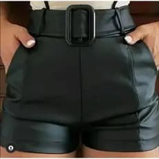Short curto cirre corinho com cinto preto Shortinho couro P ao G3