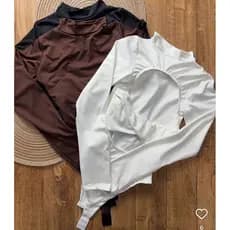 Body Costas Abertas manga longa e gola alta moda Gringa Suplex Estilosa Blusa cacharrel
