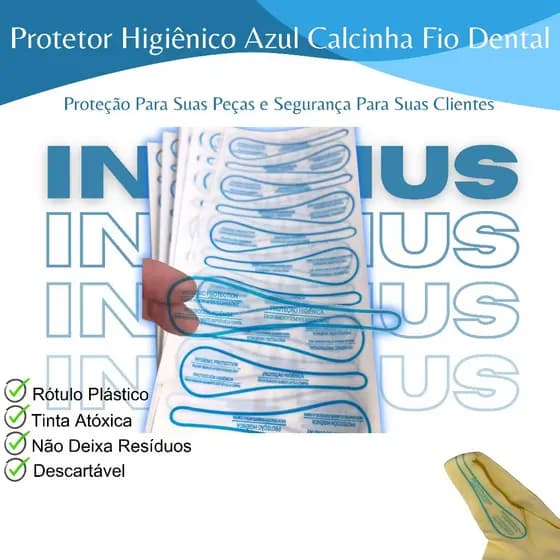 PROTETOR HIGIÊNICO FIO DENTAL PARA CALCINHA E BIQUINIS 112x30 TRANSPARENTE NA COR AZUL