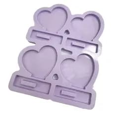 Molde de Silicone para Resina Paleta Placa Coração Caidinho - 8 cavidades (5,8 cm)