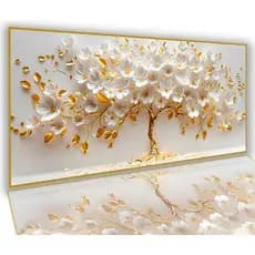 Quadro Decorativo 110x70 Grande Arvore Da Vida Petala Branca