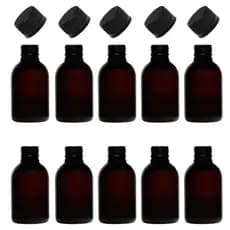 Kit 10 Frascos Pet Âmbar 100ml Tampa Lacre Preta Rosca 24/410 Cosméticos Aromatizador
