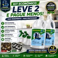 Kit 2 Desengordurantes 2x1L Remove Gordura Pesada Cozinha Fogão Azulejo Limpeza Pesada + 2 Bicos Spray