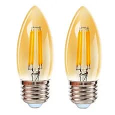 Kit 2x Lâmpada Filamento LED Vela C35 E27 4W Bivolt Branco Quente ou Branco Frio